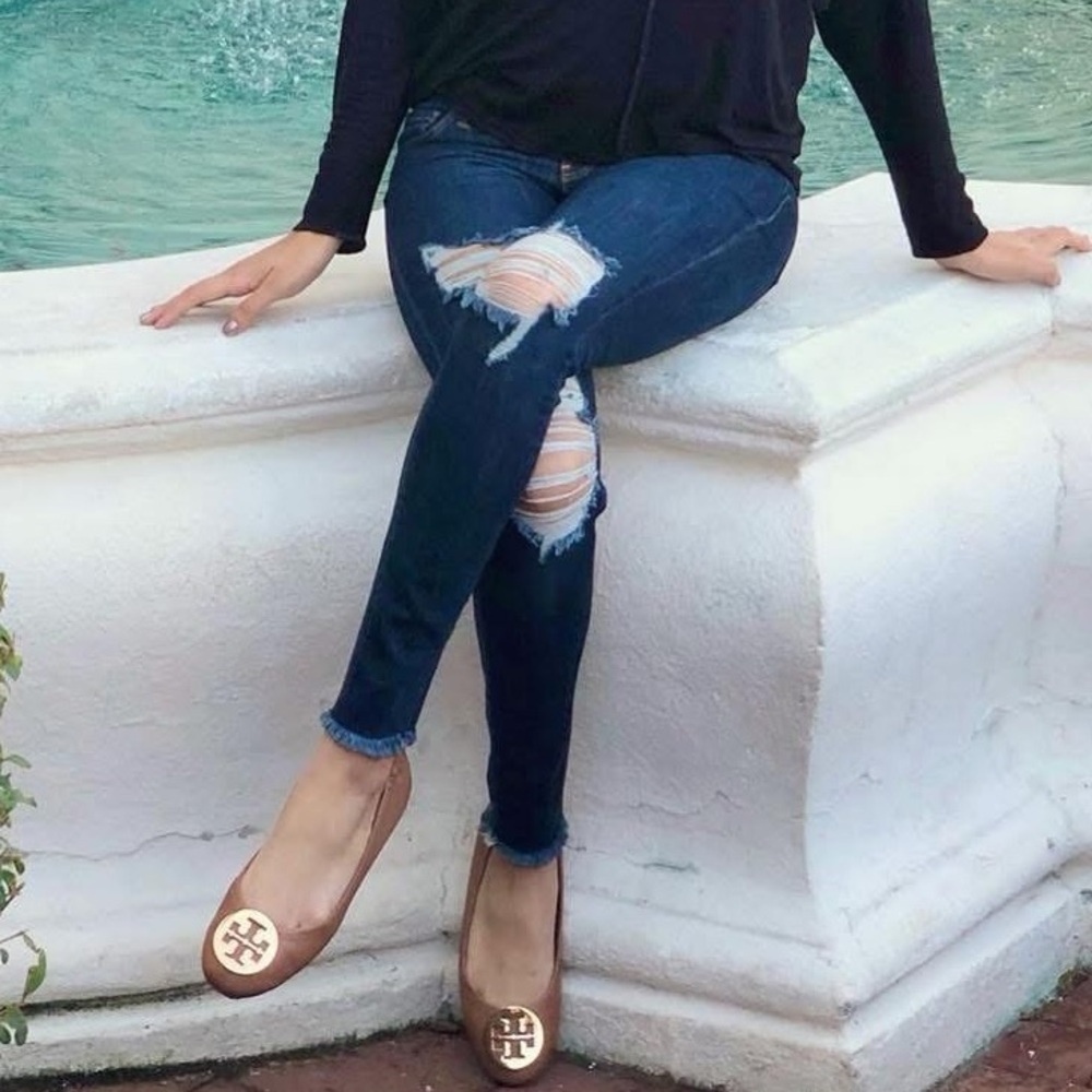 Just Black Ripped Blue Skinny Jeans